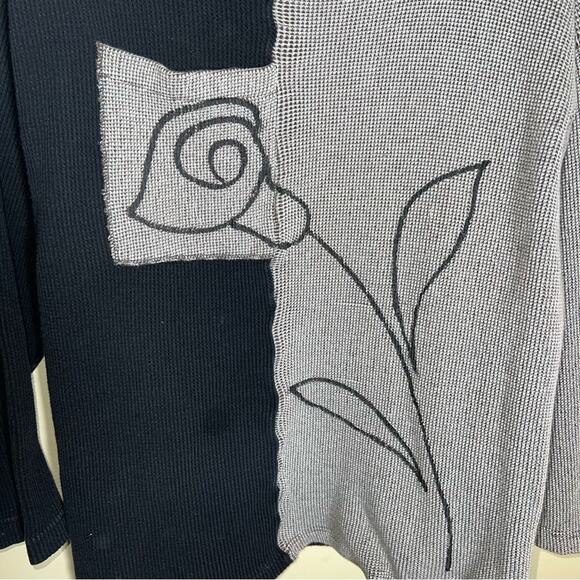 VNTG WEINO art deco style single pocket waffle knit sweater L - Picture 3 of 5